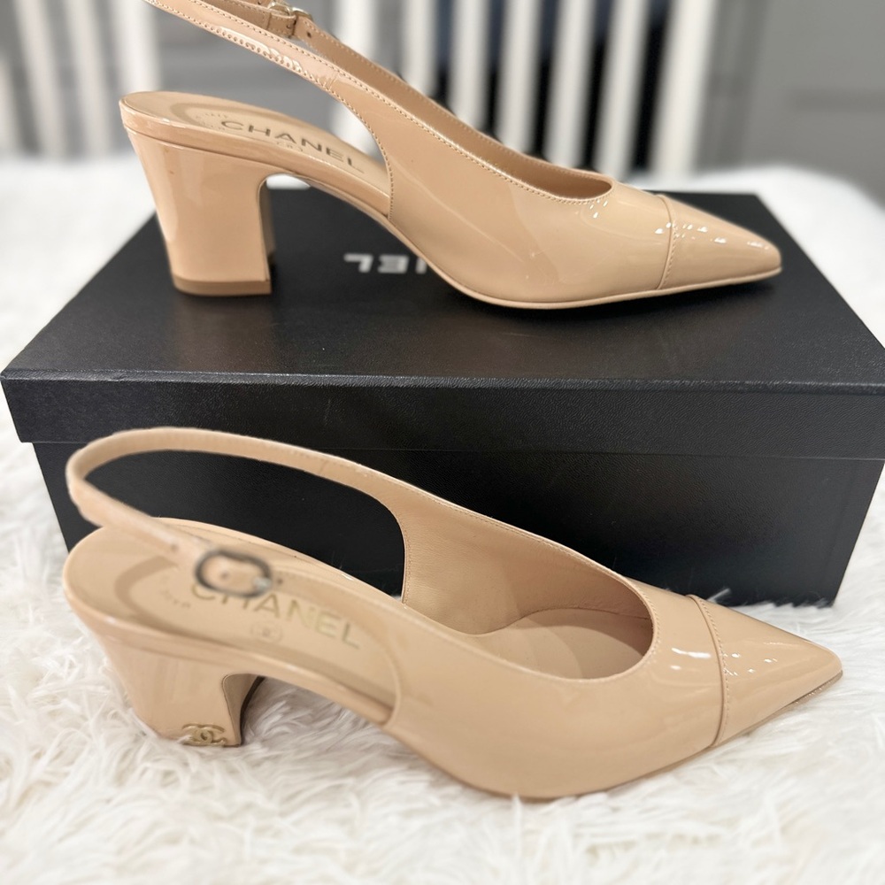 ❌ SOLD ❌ CHANEL CLASSIC SLINGBACK POINTY PUMPS size 38 - Picture 2 of 6